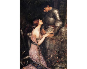 Knight and Maiden Medieval Painting, Matte Fantasy Art Print