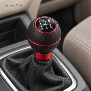 Pommeau de levier de vitesse universel 5 vitesses – cuir et aluminium – compatible M8 M10 M11 M12 – accessoire auto sport & tuning