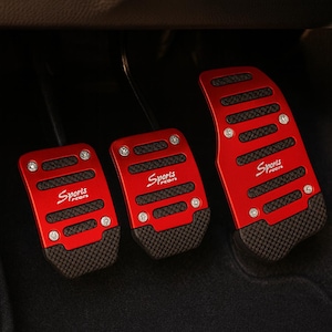 Universal Sport Car Pedal Covers – 3Pcs Set Non-Slip Aluminum for Manual Transmission – Racing Accessories (Red / Blue / Silver)