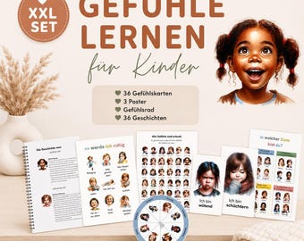 Gefühlskarten Kinder PDF | Emotionen lernen Kinder | Emotionskarten Deutsch | Selbstregulation Kinder | Gefühlsrad PDF