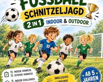 XXL Scavenger Hunt Football Kids Birthday Party | 2-in-1 Treasure Hunt Indoor & Outdoor | Party Game for Ages 5 and Up | Printable PDF