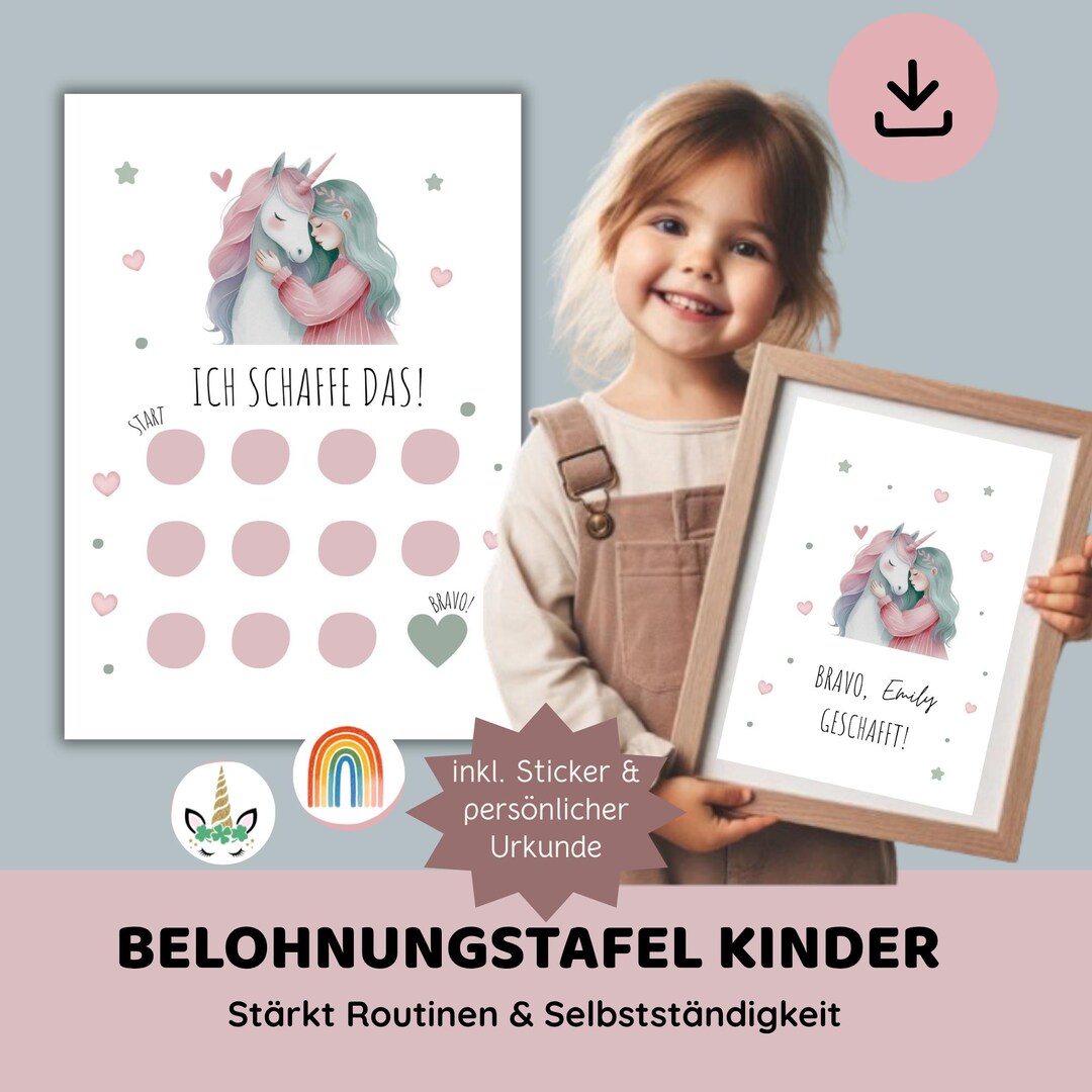 Unicorn Reward Chart for Kids | Reward System + Reward Plan With ...