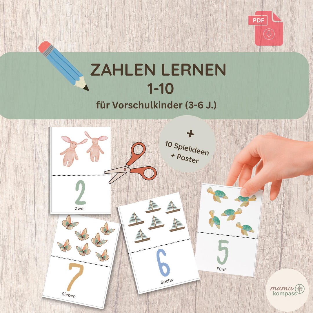 Children Learning Numbers 1-10 | Flashcards + Poster + Game Ideas | PDF ...