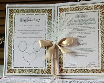 Personalized Velvet Nikkah Certificate Set: Muslim Wedding Gift