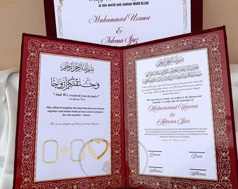 Luxury Nikkah Booklet – Personalized Nikkah Certificate Folder with Box - Islamic wedding