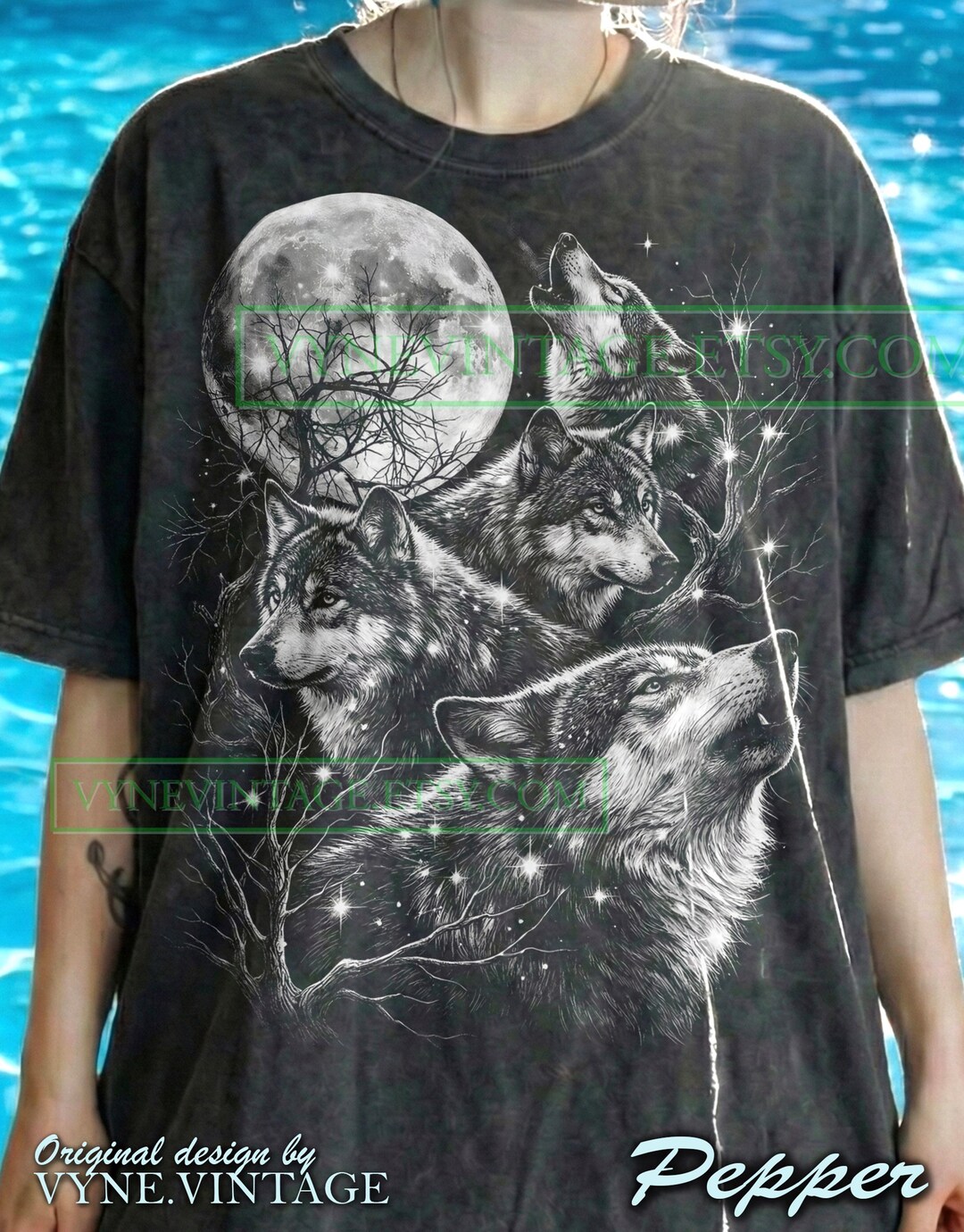 Wolf Pack Howling Wolves Comfort Colors® Tshirt, Full Moon Tees ...