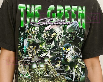 The Green Goblin Bootleg Shirt, Vintage Comic Book Villain Supervillain Star Tee, 90s Retro Throwback T-shirt, The Green Goblin Sweater