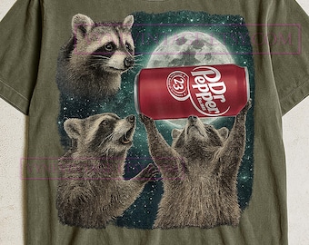 Evening Human Dr Pepper T-Shirt, Funny Raccoon Meme Tee, Sarcastic Quote Shirt, Vintage Humor T-Shirt, Quirky Raccoon Tee