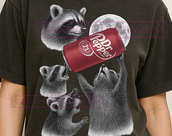 Raccoon Holding Dr Pepper T-Shirt, Funny Raccoon Meme Tee, Dr Pepper Shirt, Vintage Humor T-Shirt, Quirky Raccoon