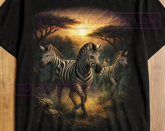 Sunset Stripes Across The Savannah T-Shirt, Zebra Wildlife Nature Safari Africa Graphic Tee, Vintage Animal Art, Zebra Lover Gift
