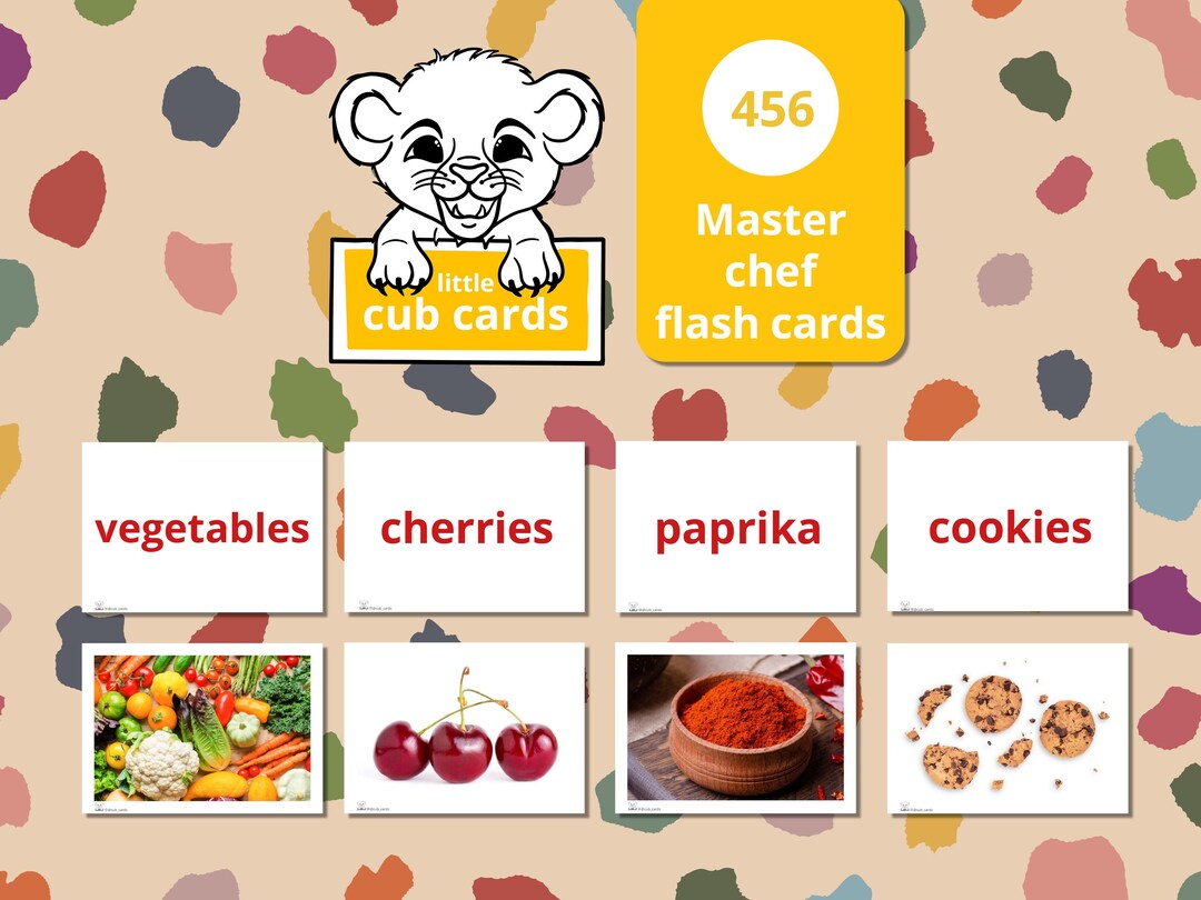 Cookie Cutter Flash Card.pdf 456 Master Chef Flashcards for Children - Etsy