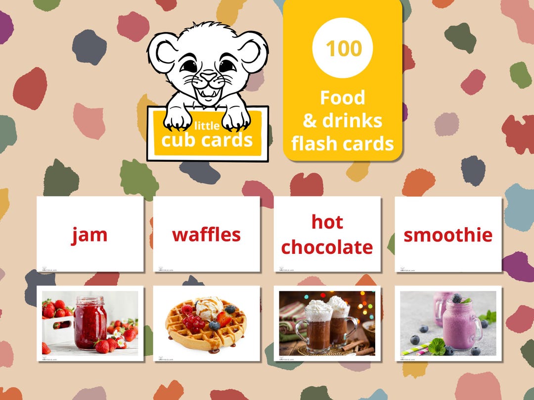 100 Food & Drinks Flashcards for Children - Etsy