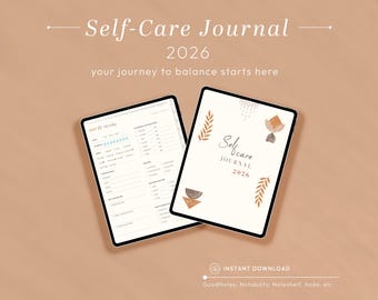 2026 Digital Self-Care Journal | Guided Reflections, Habit Tracker,  Wellness Challenges PDF + Stickers, Printable Daily & Monthly Planner