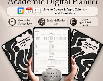 2026, 2027 Digital Academic Planner: Student Productivity Planner, iPad, GoodNotes, Android Compatible (Digital Download)