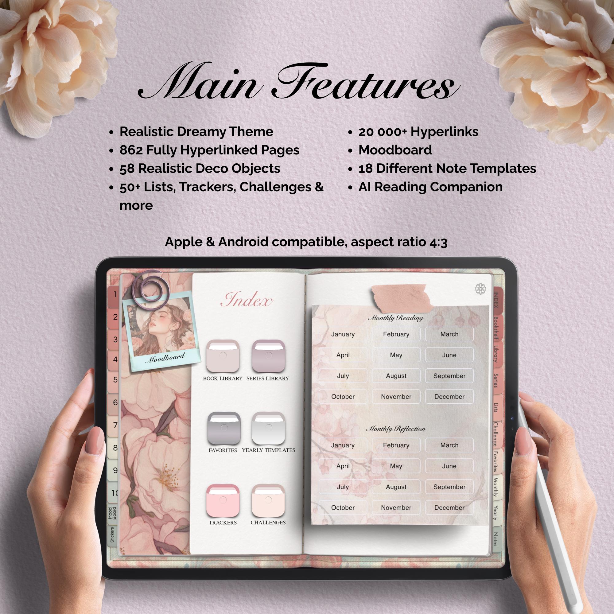 Digital Reading Journal | Hyperlinked Book Tracker Goodnotes ...