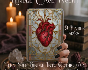 Inserto para funda Kindle de vitral, PDF imprimible de descarga instantánea, recortable para hacer tú mismo, 9 tamaños de Kindle, decoración gótica para Kindle