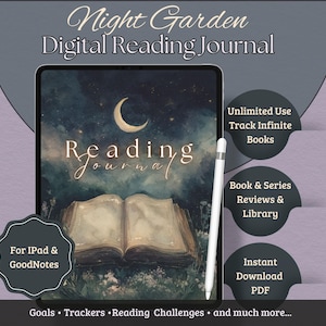Digitales Lese-Tagebuch für iPad, GoodNotes | Unbegrenzter Lese-Tracker & Buchbesprechung Journal | Wiederverwendbares PDF
