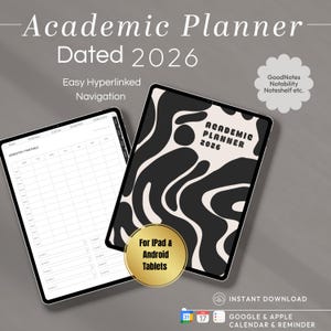2026 Digital Academic Planner: Student Productivity, iPad GoodNotes (Digital Download)