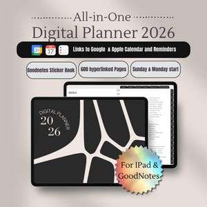 All-in-One Digitaler Planer 2026 | Produkteinführung, Wellness & Zielverfolgung, GoodNotes, iPad, Samsung, inklusive digitaler Aufkleber