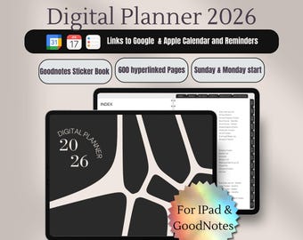Allt-i-ett digital planerare 2026 | Produktivitet, välbefinnande och måluppföljning, GoodNotes, iPad, Samsung, inklusive digitala klistermärken