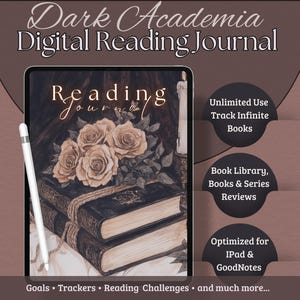 Dark Academia Digitales Lese-Tagebuch für iPad & GoodNotes | Buch-Tracker, Lese-Challenges, Buchbesprechungen | Wiederverwendbares PDF