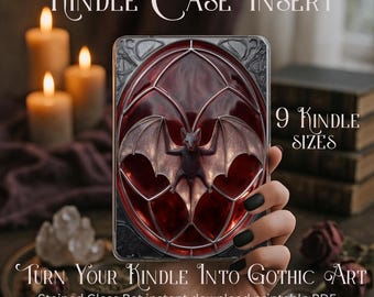 Funda para Kindle con diseño de murciélago de vidrieras góticas (PDF)