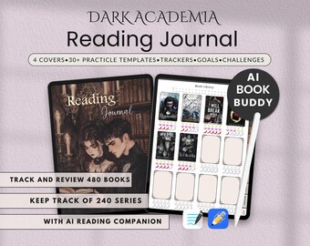 Dark Academia Digital Reading Journal | Book Tracker, Review Pages, Books + Series, Goals Tracker, Fantasy & Vintage Book Lover Planner