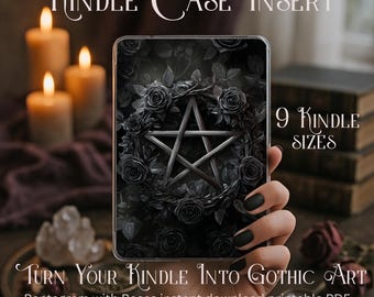 Étui pour Kindle Witchy Pentagram, roses gothiques (PDF)