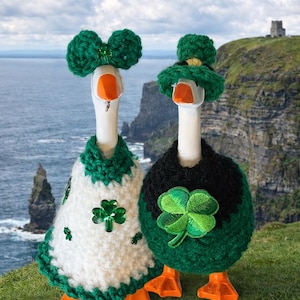 St. Patrick’s Day Irish Shamrock 7" Desk or Car Goose Dress Up Outfit Crochet