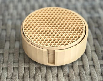 3D Printed Coaster Set – Geometric Honeycomb, Starburst, Maze Designs (Set of 6)