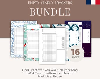 Printable Tracker Bundle – 16 English & French Bullet Journal Pages (PDF)