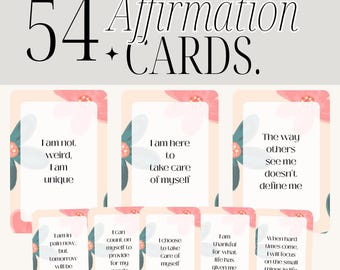 Affirmation Cards Set, 54 Printable Positive Quote Cards (PDF)