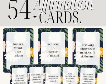 Set of affirmation cards with flowers