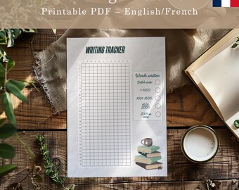Yearly writing tracker – Printable bullet journal page for writing habits