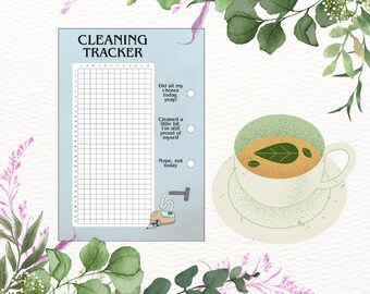 Yearly cleaning tracker – English and French Printable bullet journal page (PDF)