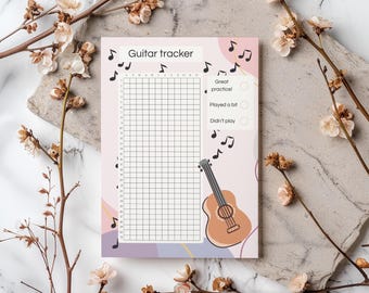 Yearly guitar tracker – English and French Printable bullet journal page (PDF)