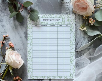 Yearly spendings tracker – English and French Printable bullet journal page (PDF)