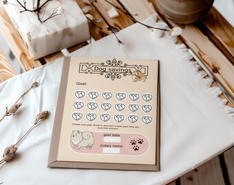 Dog savings tracker – English and French Printable bullet journal page (PDF)