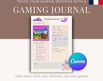 Gaming journal – Printable/Canva tracker for bullet journal (PDF A4/A6)