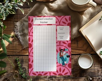 Yearly content creation tracker – English and French Printable bullet journal page (PDF)