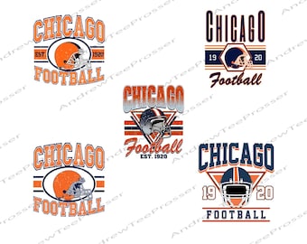 5 Files Png Vintage Chicago Football, Game Day Png, Retro Chicago Football Png, Sports Design, Sublimation Football Graphic, Digital files