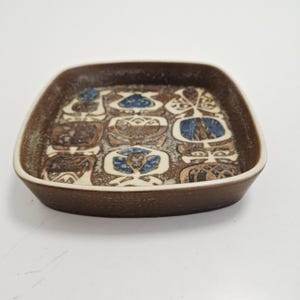 Royal Copenhagen Faience Bowl Decor 734 Model 2883, Danish Ceramic Dish, Mid Century Square Trinket Bowl, Vintage Scandinavian Pottery