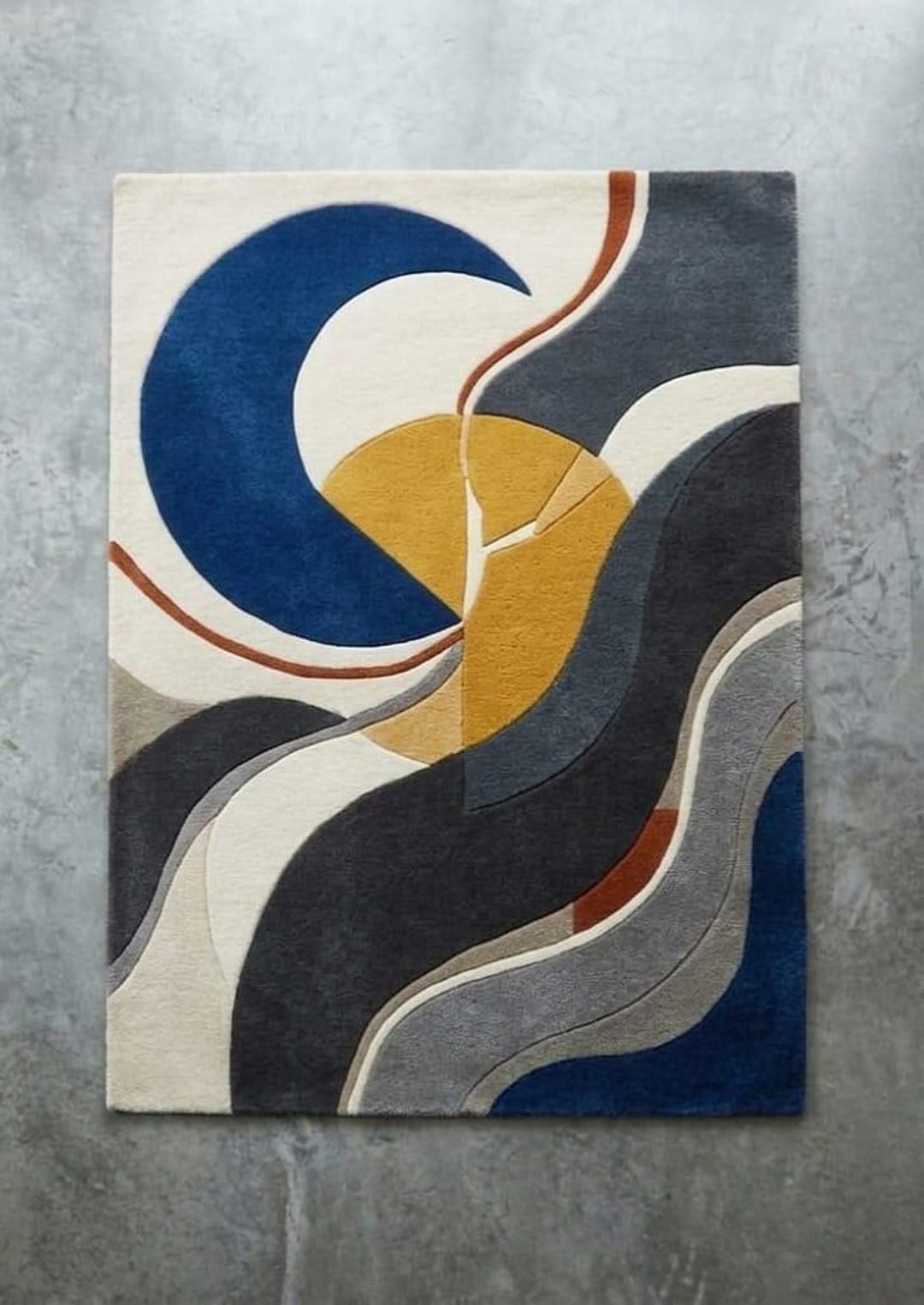 Modern Abstract Hand Tufted Area Rug, Geometric Contemporary Wool Rug ...