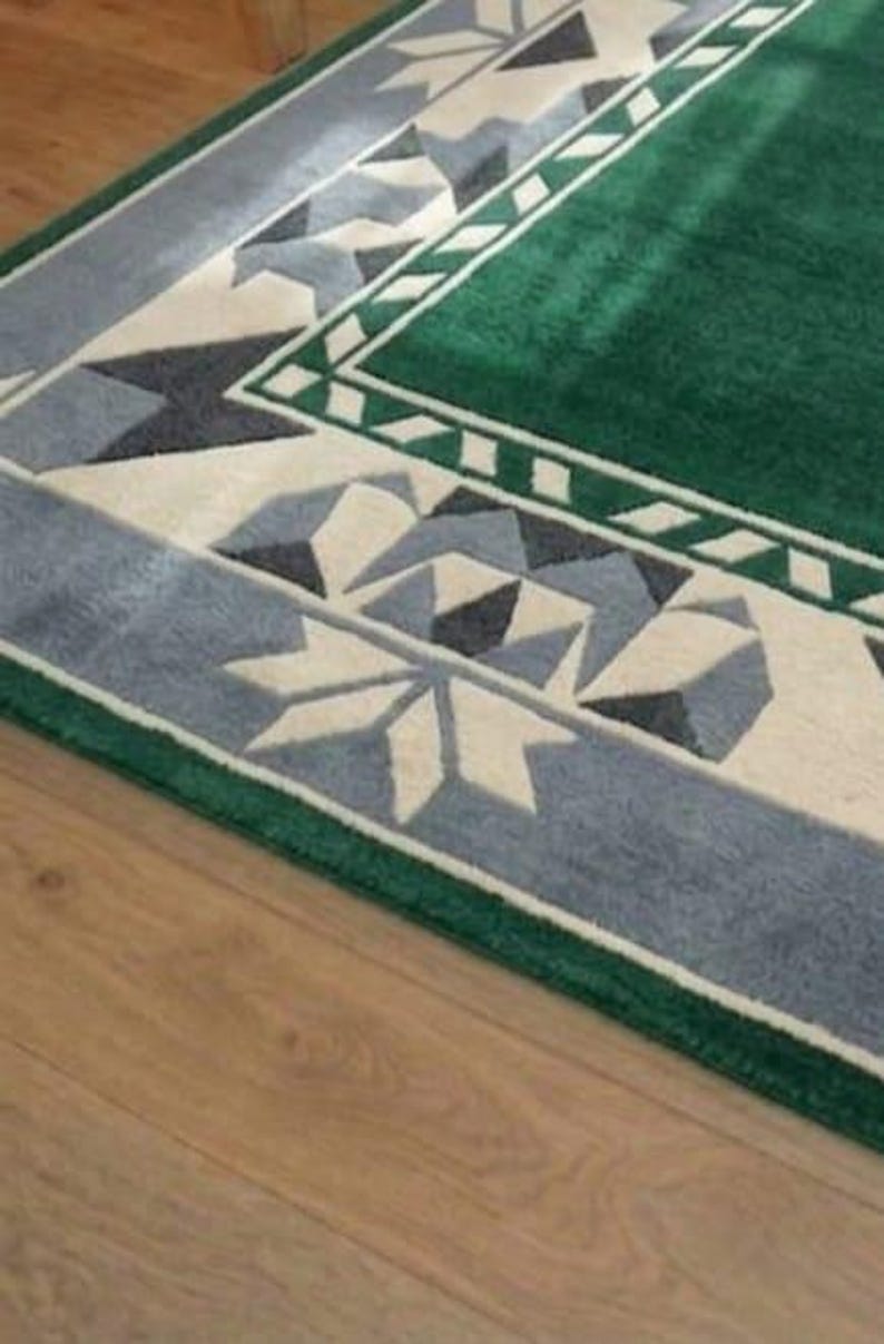 Green Geometric Area Rug, Modern Border Carpet, Soft Living Room Rug ...