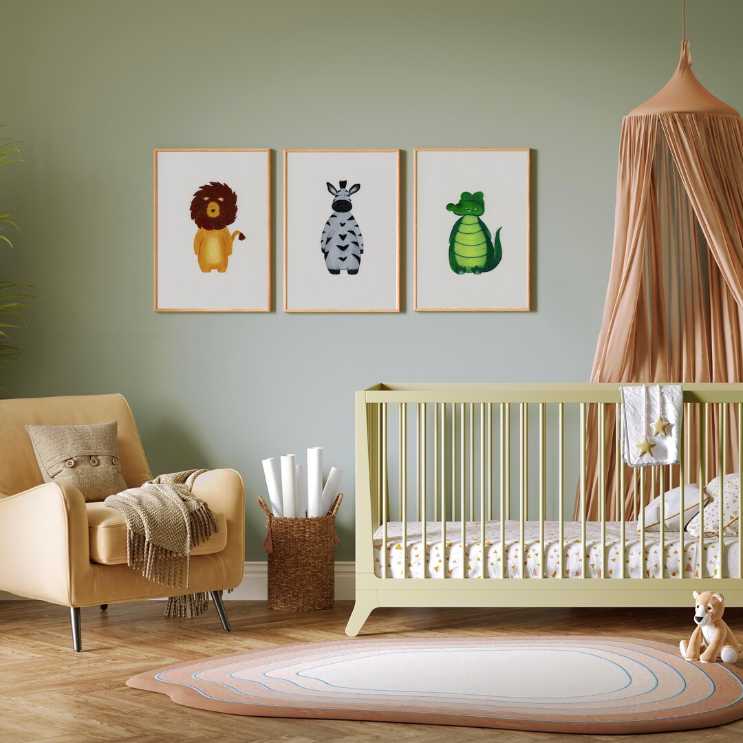 A3 Hand Drawn Safari Animal Prints. (set of 3) Nursery Prints. - Etsy