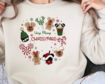 Vintage Disney Gingerbread Christmas Sweatshirt, Mickey Minnie Christmas Sweater, Christmas Party, Disney Very Merry Christmas Sweatshirt
