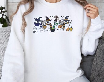 Wizard School Ghost Sweatshirt, Spooky Magic Crewneck, Witchy Ghost Shirt, Halloween Wizard Shirt, Cozy Fall Sweatshirt, Reading Ghost Shirt