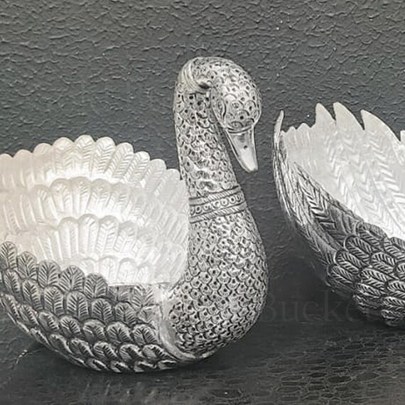 Pure Sterling Silver Swan Bowl Handcrafted Silver Hams Duck Dry