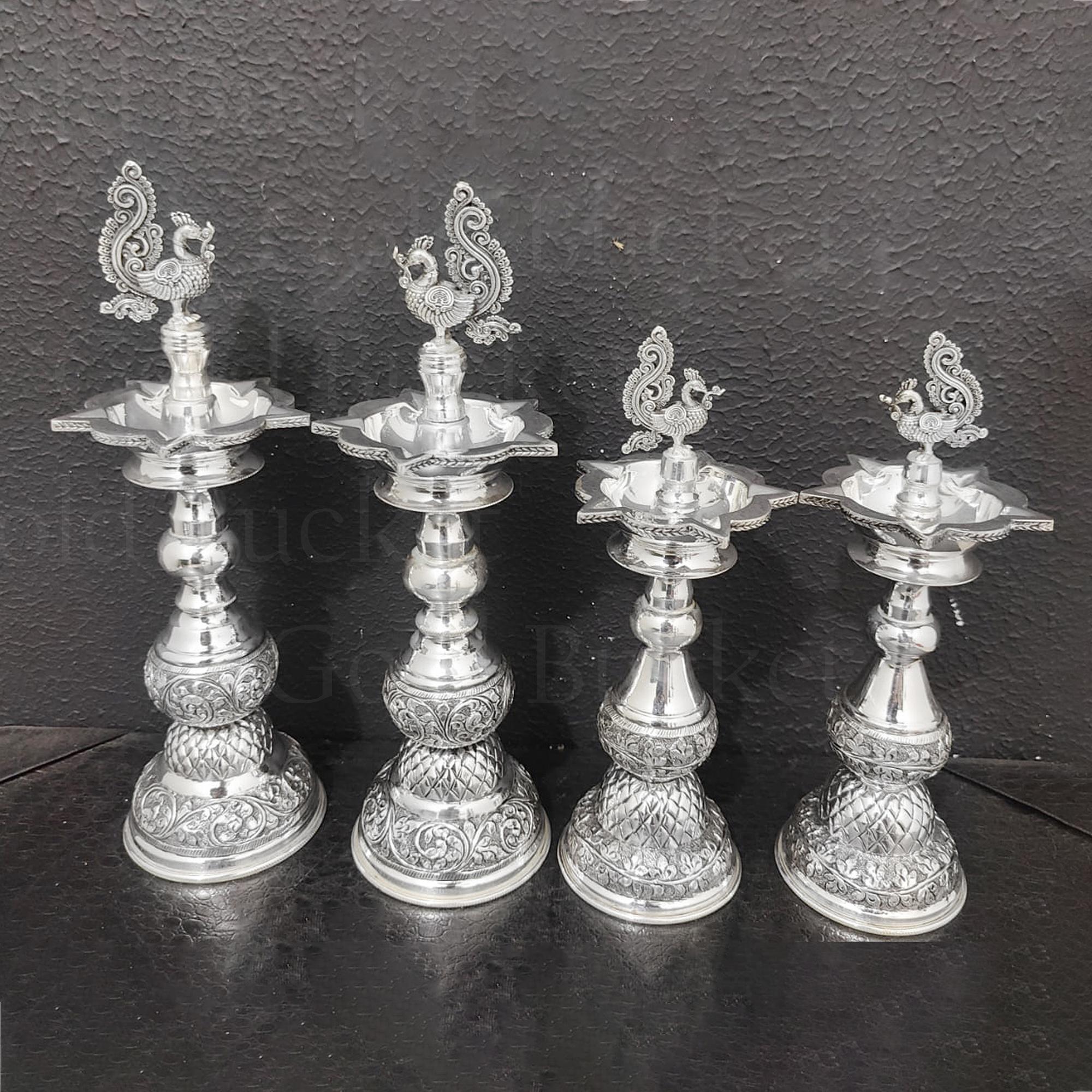 Sterling Silver Samayi Pair, Peacock Oil Lamp, Handcrafted