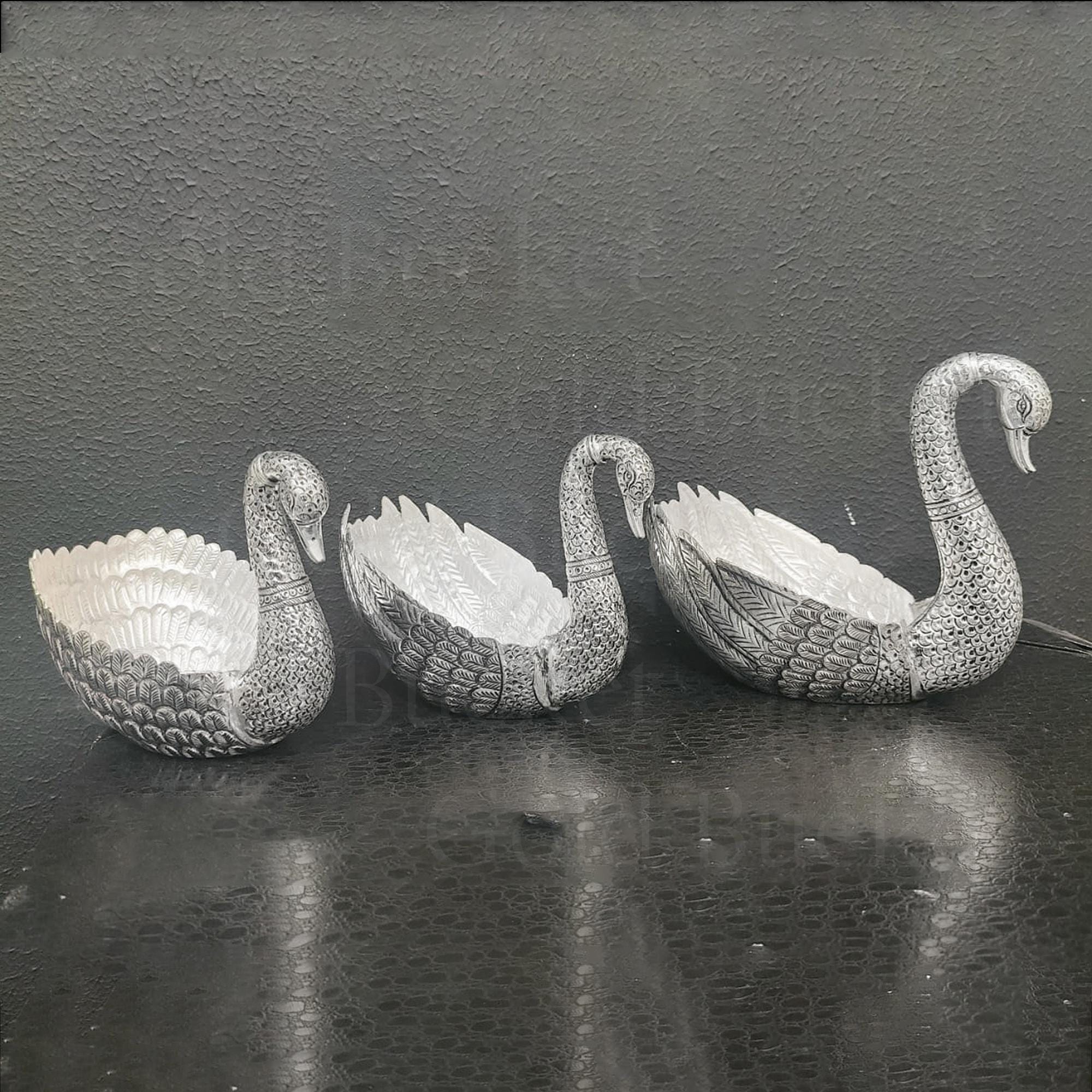 Pure Sterling Silver Swan Bowl Handcrafted Silver Hams Duck Dry